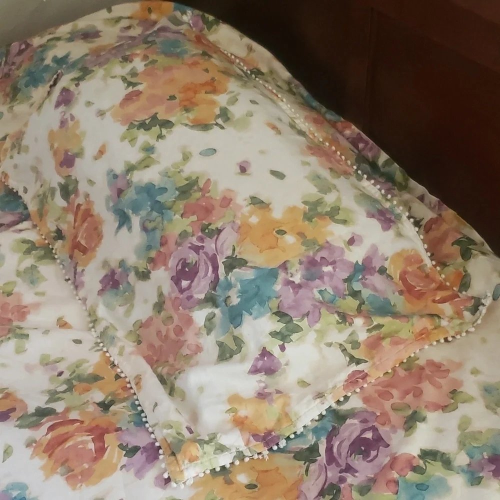 Lucky Brand floral multicolor watercolor King size duvet cover